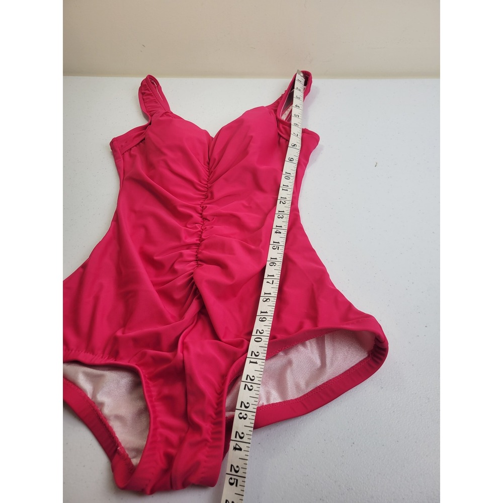 Maxine of Hollywood One Piece Swimsuit Swim Size 8 Pink Ruched Tummy‎ Control - Picture 4 of 13